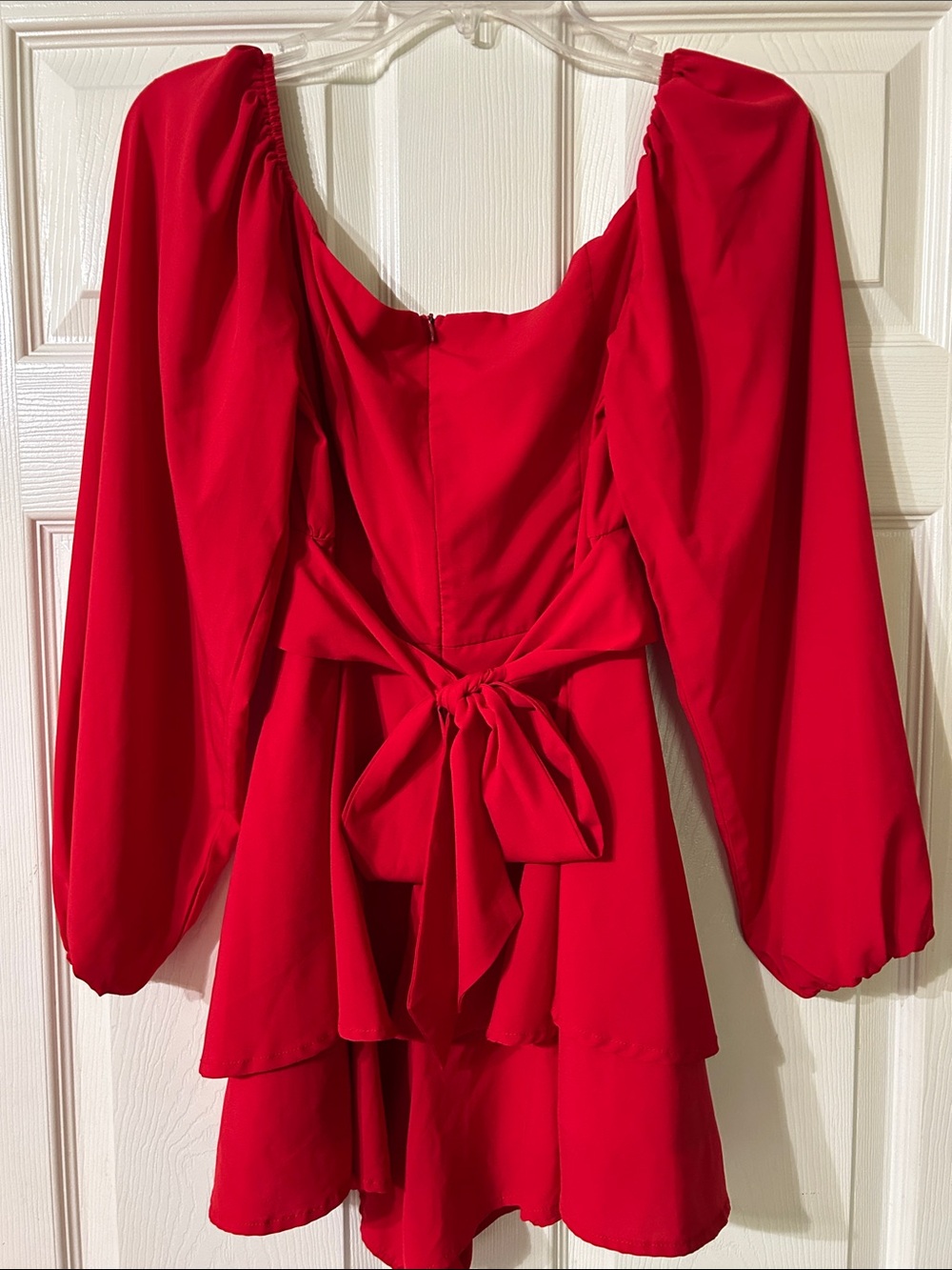 Red Romper with Ruffle Waist - Picture 5 of 10